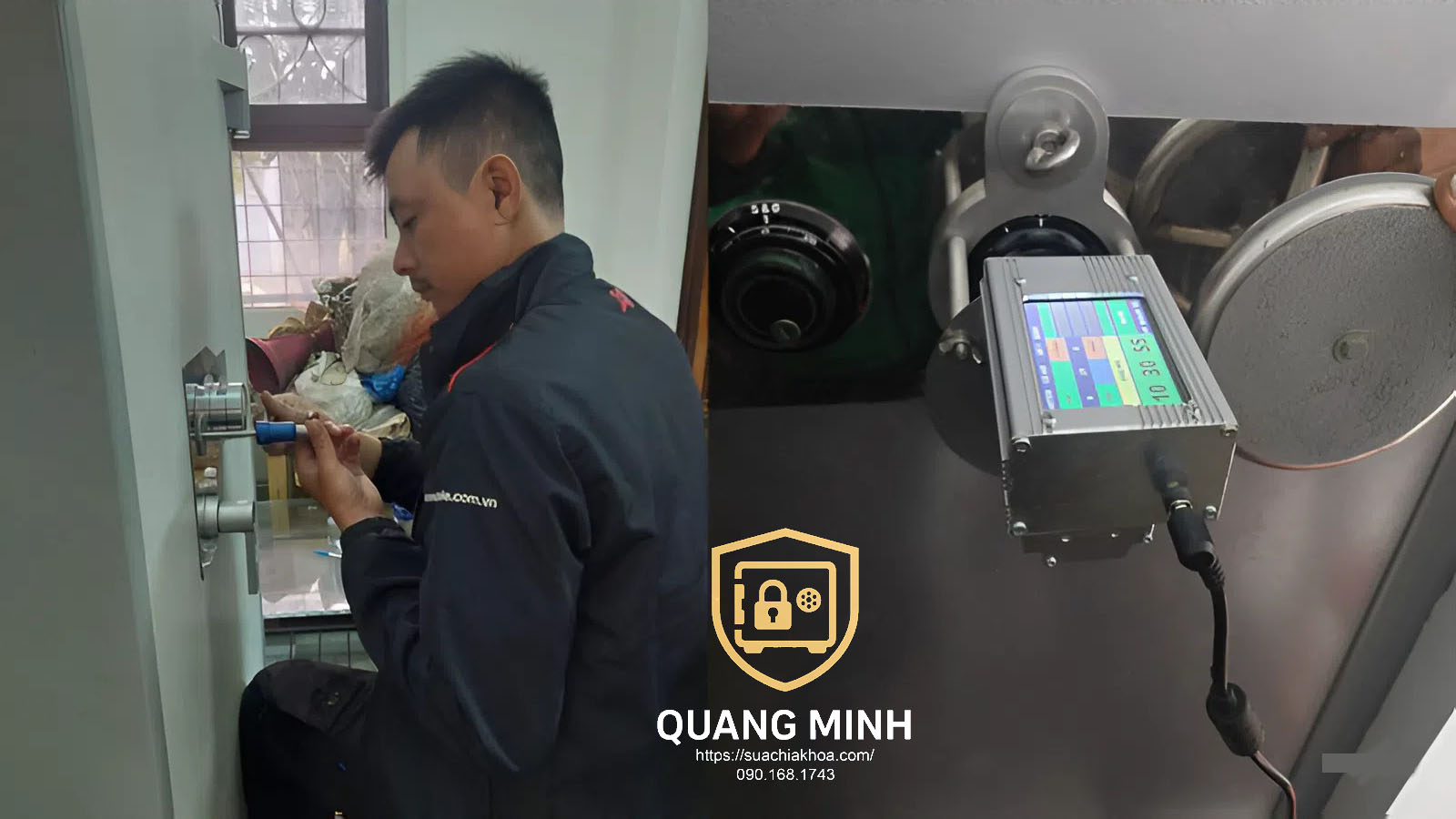 Ảnh thợ sửa két sắt thực tế tại Quận 1 TP.HCM